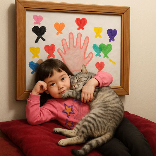 3D child with cat
